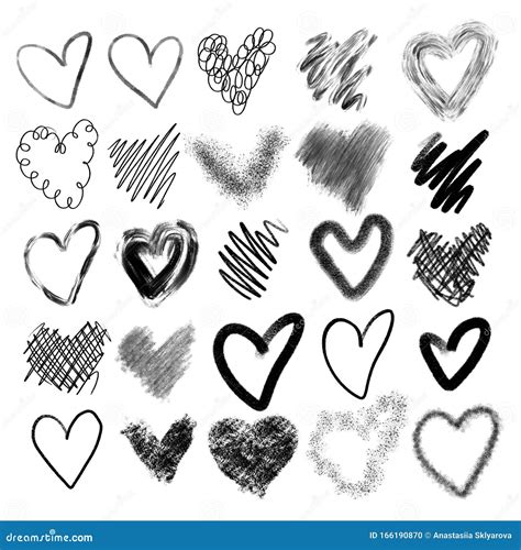 Collection of Hand Drawn Black Ink Hearts Stock Illustration ...