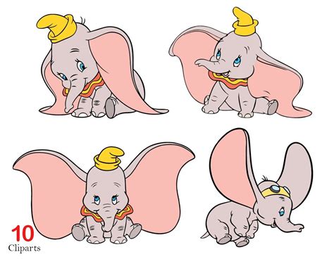 10 Dumbo SVG Cut Files | Dumbo Baby Elephant Vector Clipart Download ...