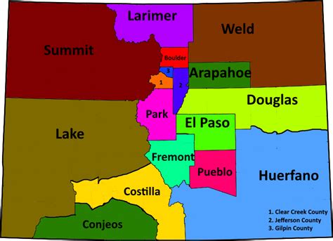 The original counties of the Territory of Colorado based on a modern ...