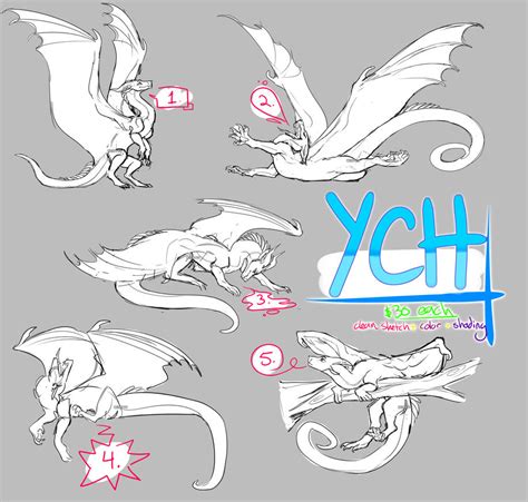 (now taking points) dragon poses YCH (2/5 open) by Crionym on DeviantArt