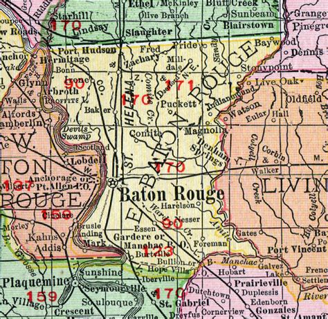 East Baton Rouge Parish, Louisiana, 1911, Map, Rand McNally, City of ...