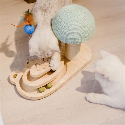 Wooden-Cat-Scratching-Post-Sisal-Scratcher-Toy-with-2-3-Layer-Tracks ...