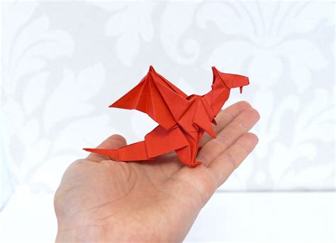 Handmade Red Paper Origami Dragon | Etsy