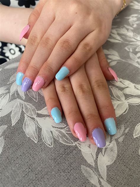 Pastel pink, blue and purple nails | Pink blue nails, Purple and pink ...