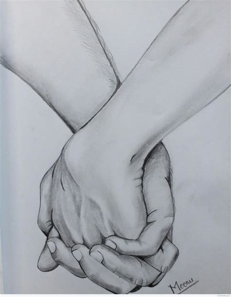 Awesome Pencil Sketch Of Holding Hands - Desi Painters