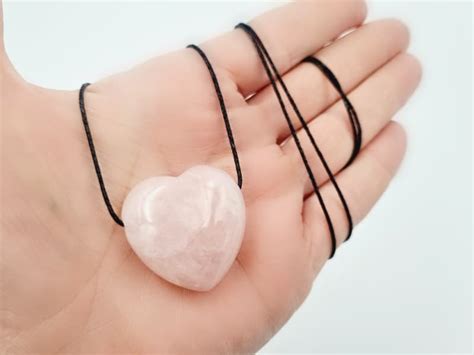 Rose Quartz Heart Necklace Drilled (3cm) - Hello Indigo Halo