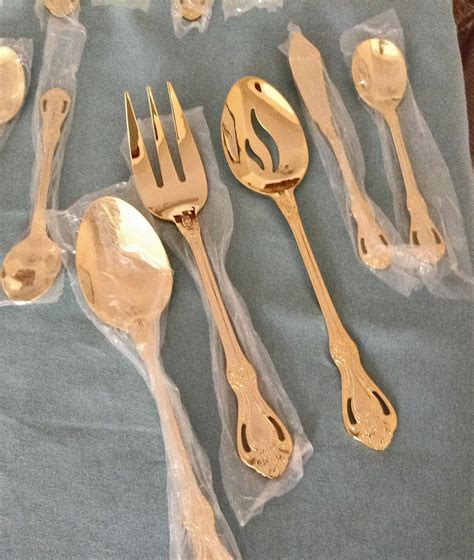 77 Pc Gold Flatware 6 Pc Place Setting Service for 12 plus | Etsy