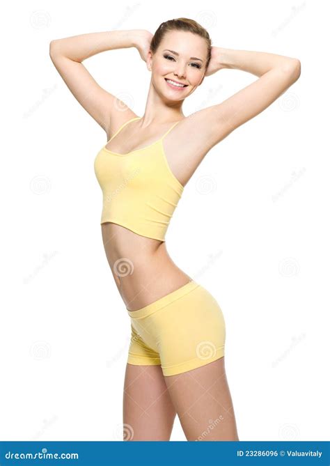 Happy Young Woman with Beautiful Slim Body Stock Photo - Image of ...