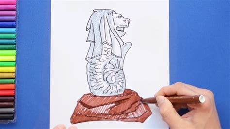 How to draw Singapore Merlion - YouTube