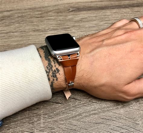 Bronze Leather Apple Watch Band Strap Elegant Slim iWatch Band ...