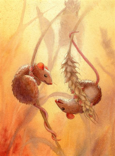 Cute Field Mouse And Raspberries Art, Original Painting ...