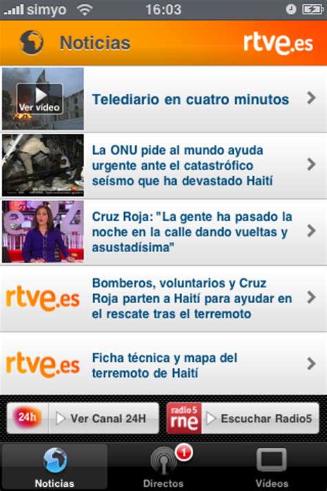 RTVE Noticias y directos para iPhone - Descargar