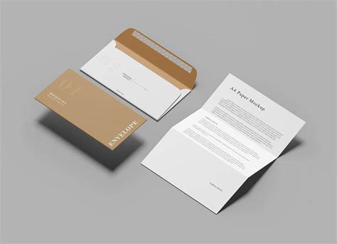 Free DL Envelope & A4 Paper Mockup PSD - Good Mockups