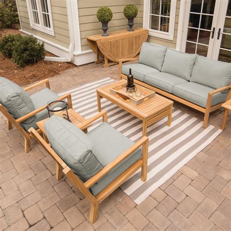 Royal Teak Collection Coastal 6 Piece Teak Patio Conversation Set W ...