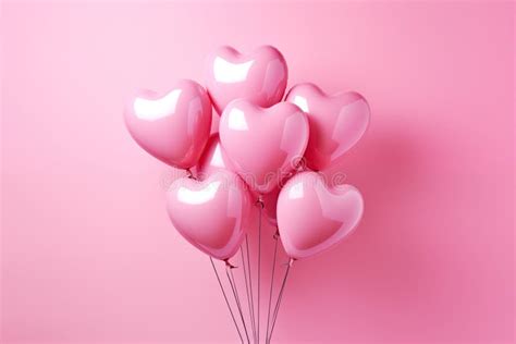 Pink Heart Balloons on a Soft Pink Background Stock Image - Image of ...