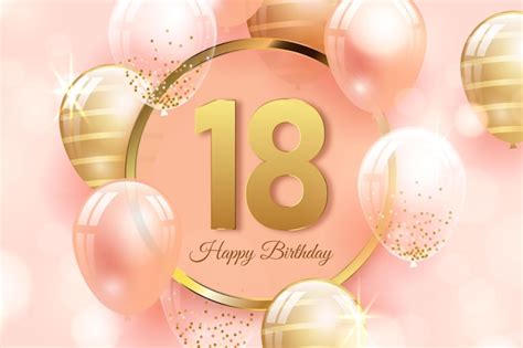 Free Vector | Happy 18th birthday background with realistic balloons