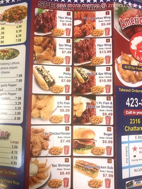 Menu at American Wings restaurant, Chattanooga, E 3rd St