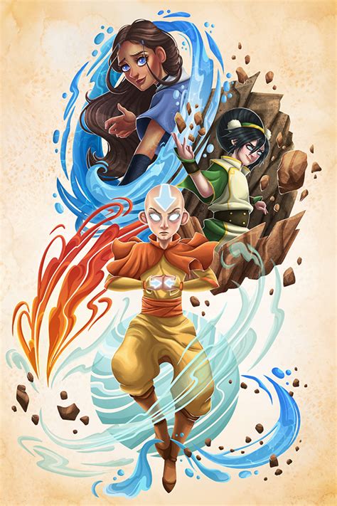 Avatar Aang, Katara and Toph. Fanarts for the show Avatar the Last ...