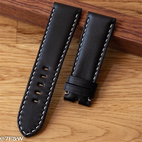 Watch Strap for Panerai - Natural Leather, Black, PADDED - Strong