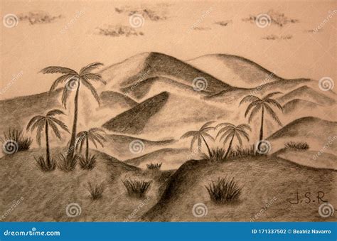 SAHARA DESERT PENCIL DRAWING Stock Photo - Image of sketch, pencil ...