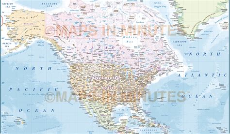 North America detailed political map in Illustrator AI vector format ...