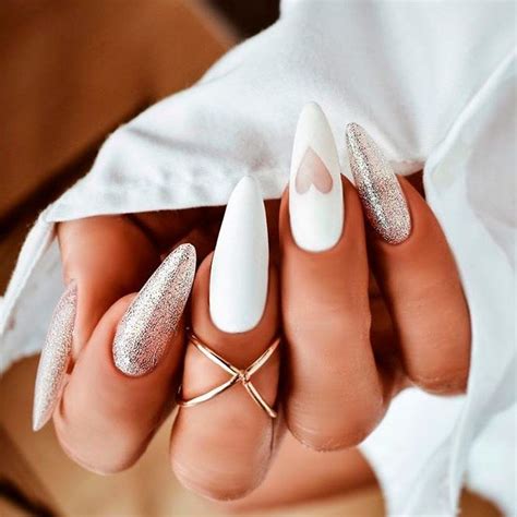 35 Almond Nails Designs To Refresh Your Look | White glitter nails ...