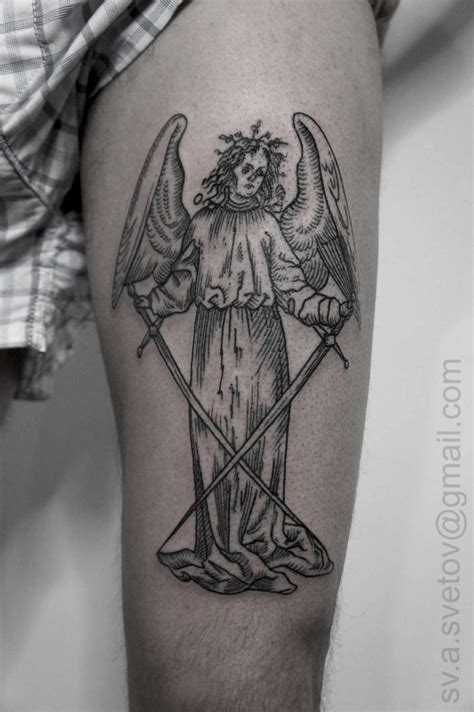 Angel with swords tattoo by SVA - Tattoogrid.net