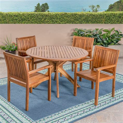 Outdoor Furniture Dining Set Sale - Walker Edison Acacia Wood 6 Piece ...