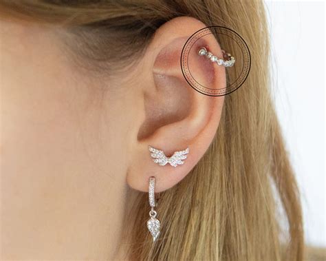 Helix Hoop Helix CZ Hoop Earring Dainty CZ Earring Auricle | Etsy