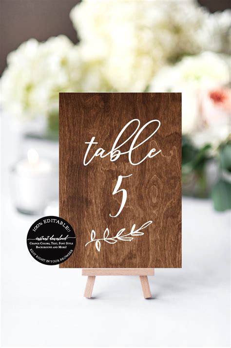 Rustic Wedding Table Numbers Rustic Table Numbers Instant | Etsy