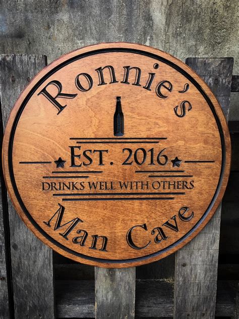 Man Cave Sign Round Bar Sign Men's Decor Personalized - Etsy