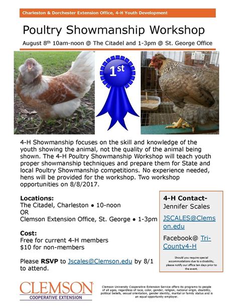 4-H Poultry Showmanship Workshop - Clemson University