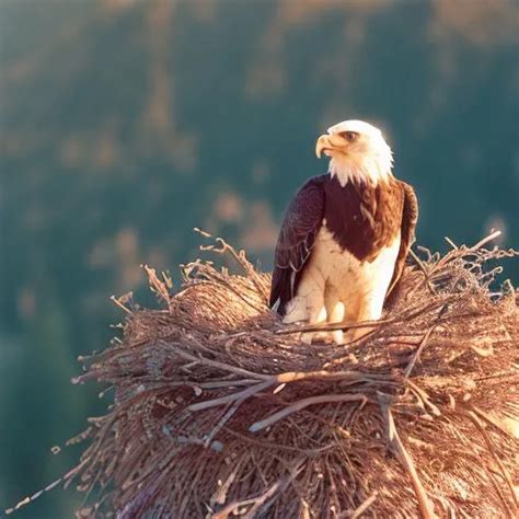 an eagle sitting on top, in its nest, majestic, crea... | OpenArt