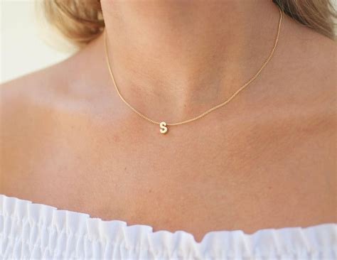 Gold Initial Necklace Minimal Initial Necklace Gold Letter Necklace ...