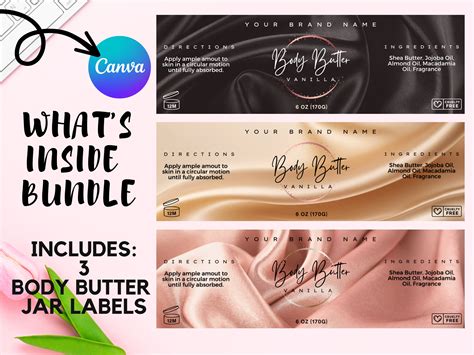 Body Butter Label Template, Printable Product Label for Skincare ...