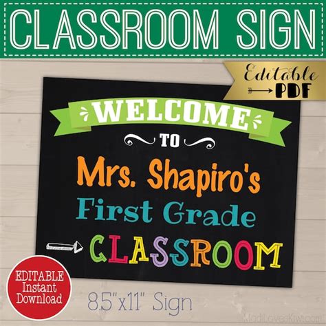 Classroom Welcome Sign, Personalized Teacher Name Gift Ideas Digital ...