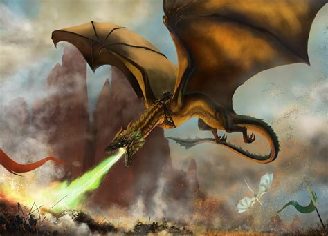 ArtStation - Visenya Targaryen rides Vhagar. The Field of Fire.