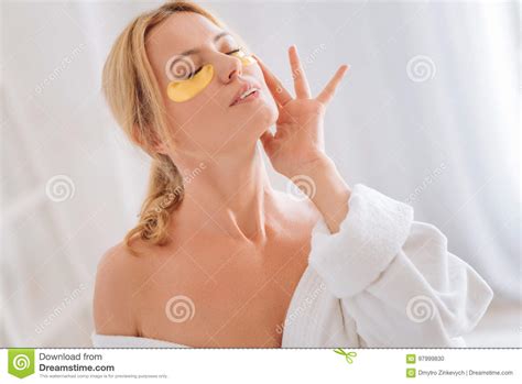 Delighted Girl Enjoying Her Face Procedure Stock Photo - Image of ...