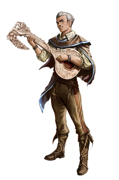 Male Half-Elf Bard Cool Lute - Pathfinder 2E PFRPG DND D&D 3.5 5E 5th ...