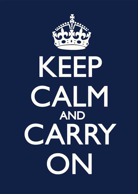 Keep Calm and Carry On Navy Blue & Old White Poster