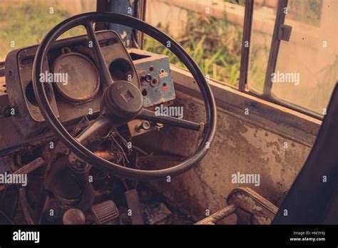 Old bus interior ( Filtered image processed vintage effect Stock Photo ...