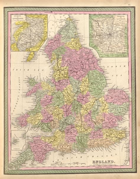 England & Wales Vintage Map of England and Wales 1849 Available as a ...