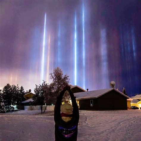 Rare Cold Weather Phenomenon Displays Mesmerizing Light Pillars in the Sky