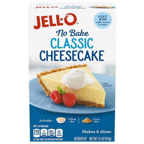 Jell-O No Bake Classic Cheesecake Dessert Kit with Filling Mix & Crust ...