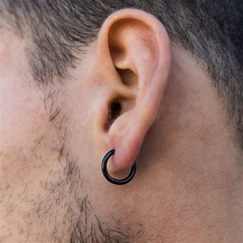 Black Hoop Earrings | Mens Earrings - Twistedpendant