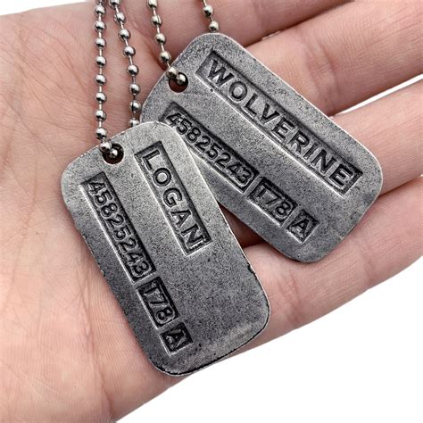 WOLVERINE LOGAN Brushed Steel Double Dog Tags Pendant Necklace - Etsy