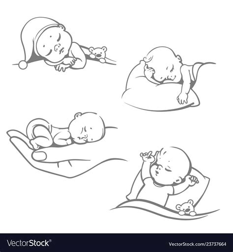 Different sleeping positions. Children on pillow. on hand, with blanket ...