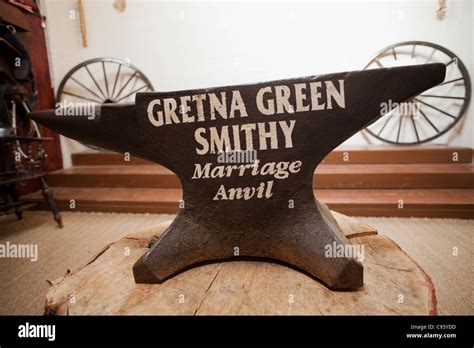 Scotland, Gretna Green, Marriage Anvil in the Old Blacksmith's Shop ...