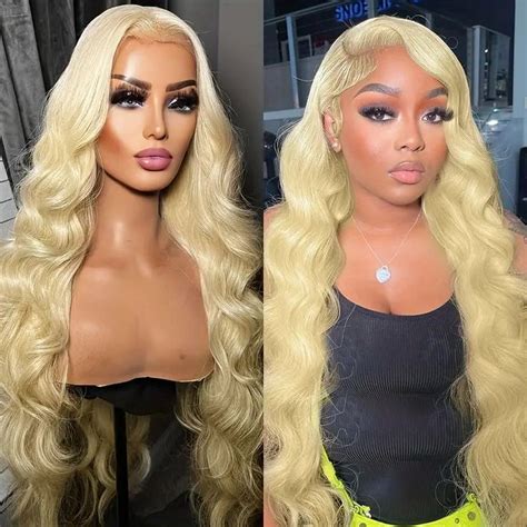 Glueless Blonde Lace Front Wig Brazilian Hair Body Wave HD Lace Wigs ...