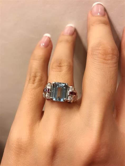 Aquamarine , ruby and diamond ring | Fashion rings, Jewelry fashion ...